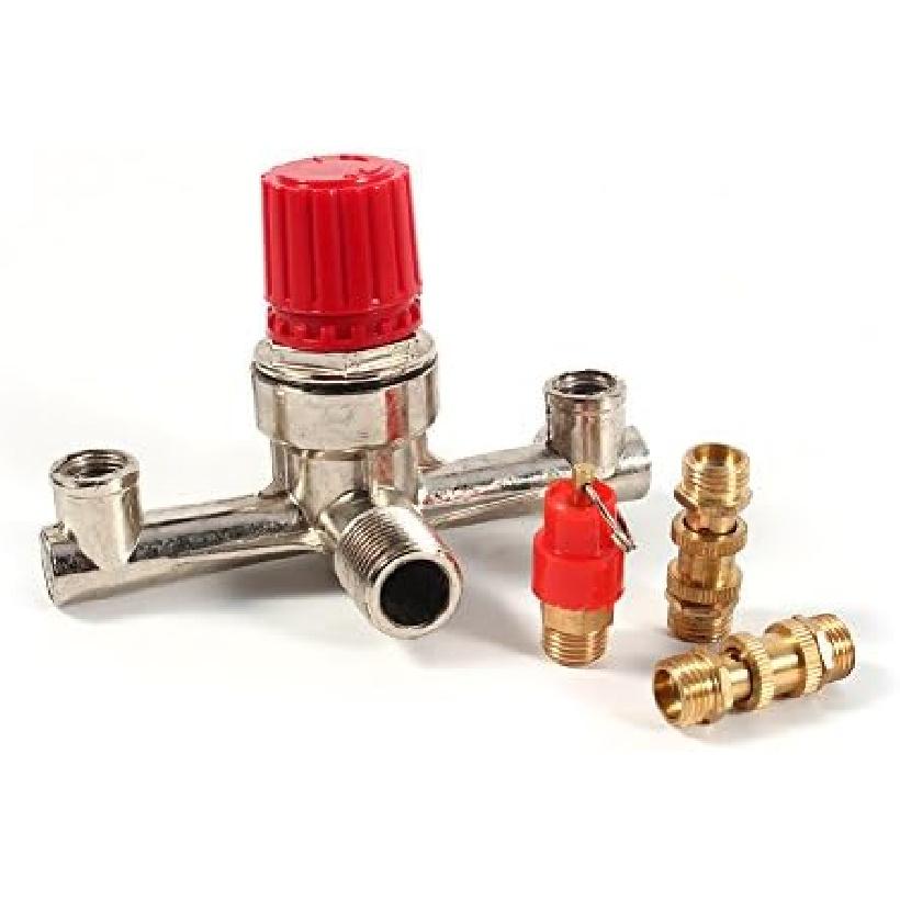 Double Outlet Tube Zinc Alloy Air Compressor Pressure Regulator Valve Fit Parts Efficient Voltage Regulation Superior Sealing Air Compressor Pressure