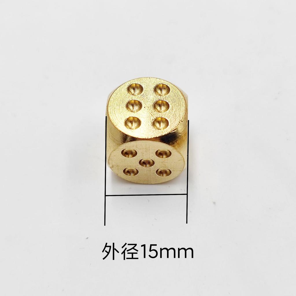 6 Stück 15mm Massives Messing Gold Metall Würfel - Handpoliert 6-seitig Hochwertige Spielwürfel Stressabbau Familienspielzeug
