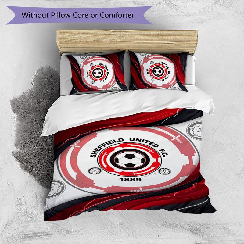 Set Lenzuola Stampato Sheffield United Football 3 Pezzi, Comodo Set Copripiumino per Camera da Letto Amico della Pelle