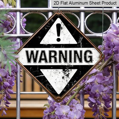 2D Flat, 1pc, Warning Sign Theme, Decorative Gift for Industrial Decor Lovers, Vintage Metal Sign, Suitable for Garage, Factory, Warehouse, Workshop