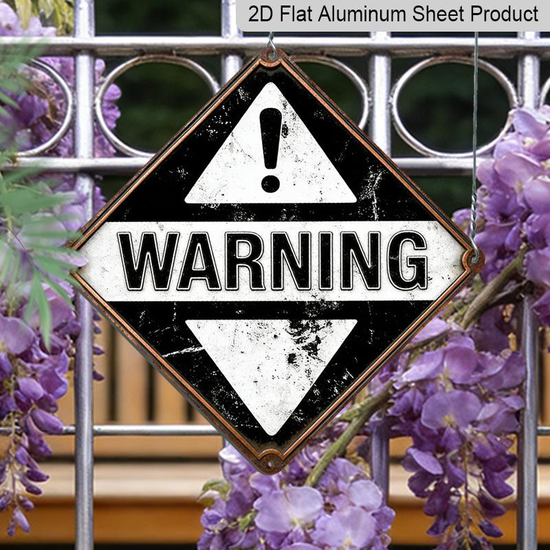 

2D Flat, 1pc, Warning Sign Theme, Decorative Gift for Industrial Decor Lovers, Vintage Metal Sign, Suitable for Garage, Factory, Warehouse, Workshop 20*20cm