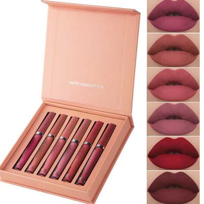 Matte Liquid Lipstick Set 6pcs/set Lipgloss Waterproof Non-stick Lasting Matte Lip Gloss Set