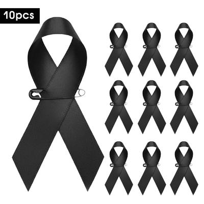 10Pcs Ribbon Brooch Pin Badge Breastpin Reusable Classic Concern Love Ribbon Pin Design Charity Events with Safety Pins