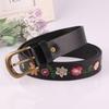 Adult Waist Belt with Embroidery Flower Luxurious Chinese Style PU Waist Belt for Women Coat Dress Adjustable Length