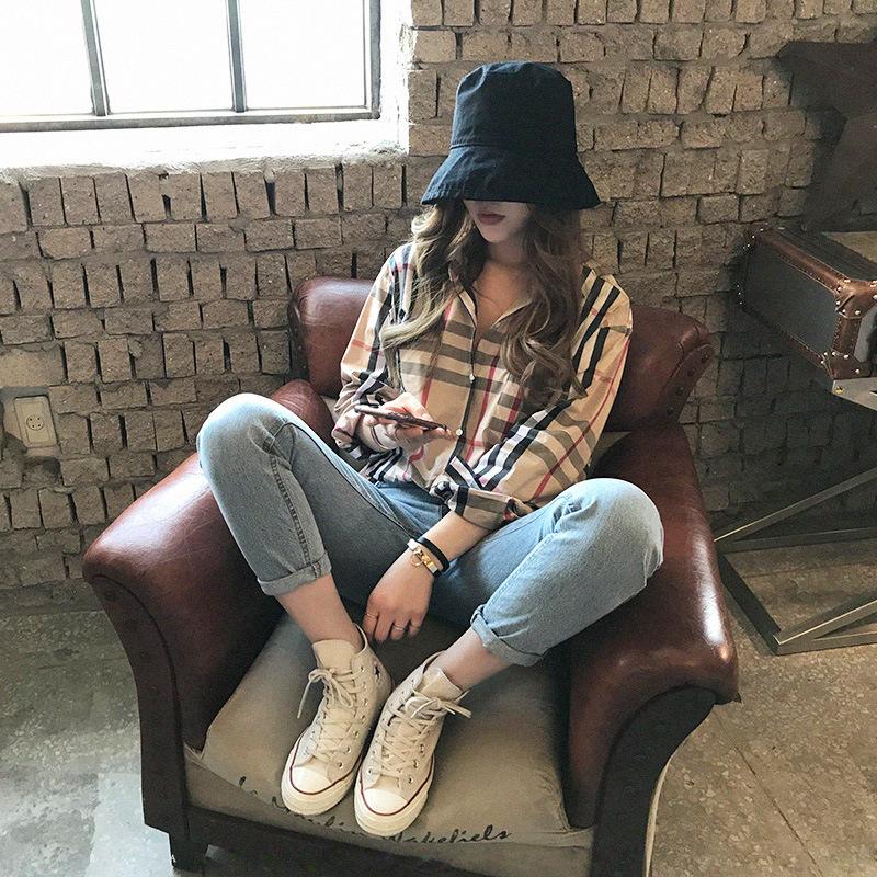 Mujer Chicas Clásica Camisa a cuadros La solapa Camisa a cuadros Camisa de  mujer de manga larga Otoño e Invierno Camisas de damas Botón Camisas  casuales comprar a buen precio — entrega