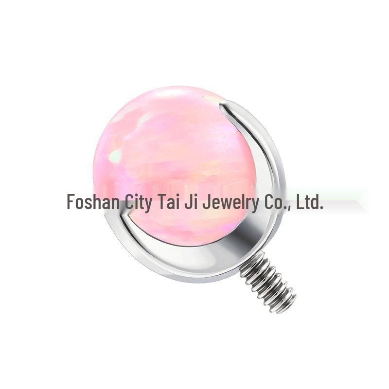 F136 Titanium Alloy Opal Three-Prong Stud Earrings & Lip Piercing Jewelry