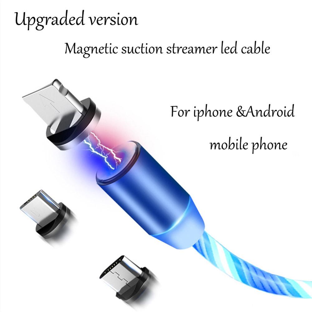 Data Line LED Magnetic Micro USB Cable Android Type-C IOS Fast Charging Cable for Mobile Phone