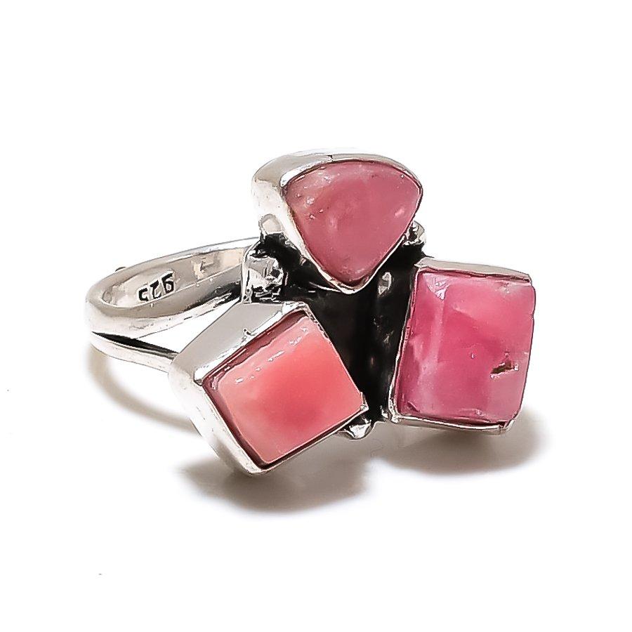 Rhodochrosite Gemstone Handmade 925 Sterling Silver Jewelry Ring 7 SU-10026