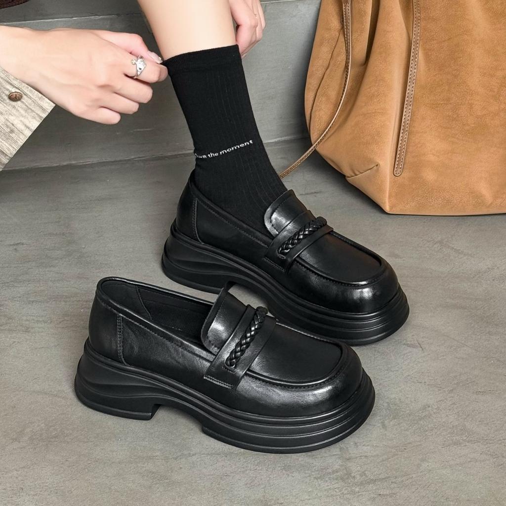 Platform loafers women's 2025 new breathable British style small man versatile light fashion trend casual shoes