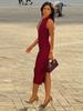 Europese & Amerikaanse Dames 2026 Herfst/Winter Sexy Midi Bodycon Jurk met Rits aan de Achterkant