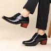 2026 Fashionable Casual Leather Shoes with Height Increase for Men's Checkered High Heels