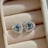 925 Silver Top 0.1% Deep Blue-Green Moissanite Heart-Cut Earrings