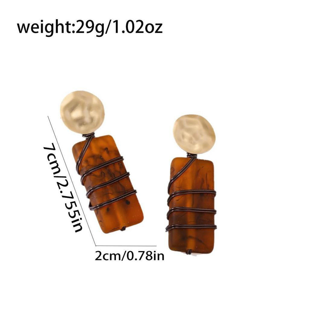 Versatile High-end Geometric Handmade Retro Faux Wood Stud Earrings for Women