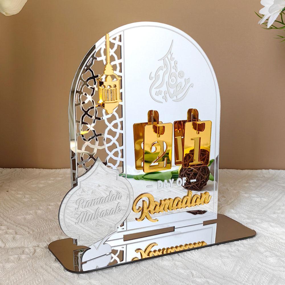 Acrylic Ramadan Countdown Calendar Eid Mubarak Advent Desk Calendar Muslim Festival Reminder Home Decor Islam Party Supplies