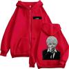 Anime Hunter X Hunter Kurapika Potisk Mikina na zip Hip Hop Móda Manga 90. léta Vintage Mikina Nadměrná Fleece Ležérní Bundy