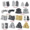 MOC Brick Rock Triangular Rockery Stone Wall Slab Barbacan Rampart Mountain Building Block DIY Enlighten Compatible with Toy