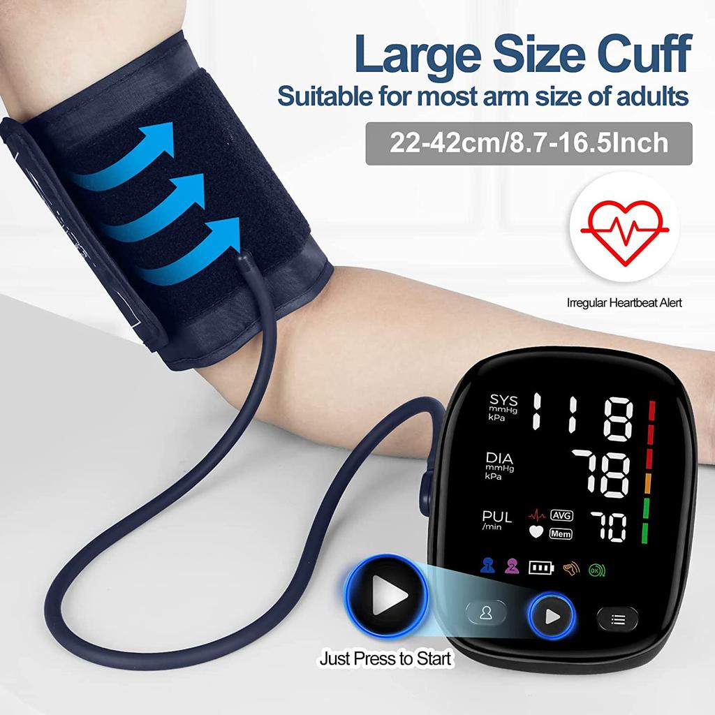 Digital Blood Pressure Monitor Upper Arm Automatic BP Cuff Machine with LED Display for Home Use Health Car
