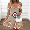 Ladies Thin Strap Plus Size Dress Vintage Floral Pattern Loose Beach Vacation Dress