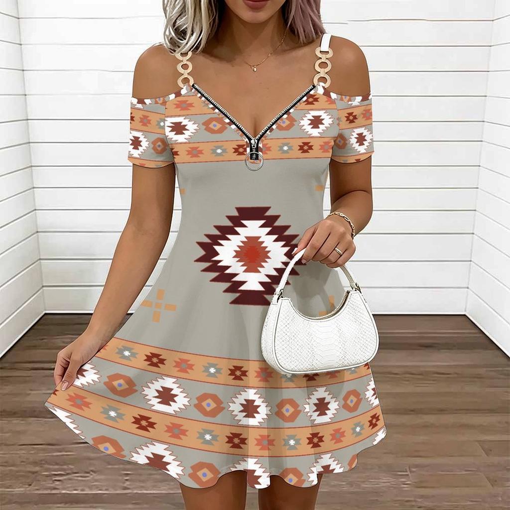 Ladies Thin Strap Plus Size Dress Vintage Floral Pattern Loose Beach Vacation Dress