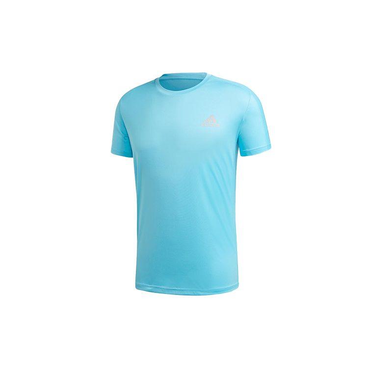 adidas T Shirts Men's Teal/Dark Silver Gray Crew Neck Moderate Straight Fit FT1429