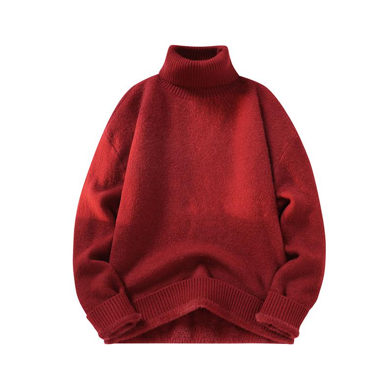 Autumn Men Turtleneck Sweater Winter Men Fleece Pullovers Rollneck Knitted Sweater Men Lazy Style Knitted Jumper Slim Fit Casual Sweater