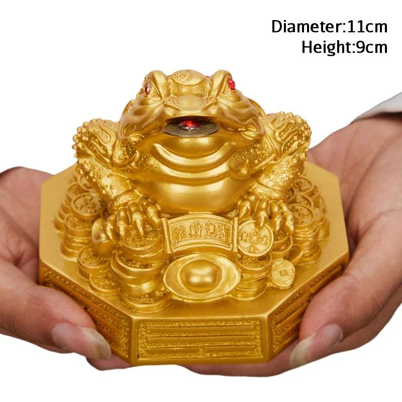 Chinese Style Feng Shui Golden Toad with Movable Coin In Mouth Wealth Fortune Ornament Richness Figurine Home Office Desk Decor