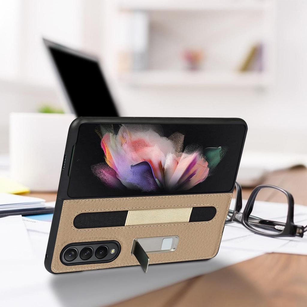 Phone Case Compatible for Galaxy Z Fold 3 5G Case with Pen Holder Nonslip Shockproof Leather Phone