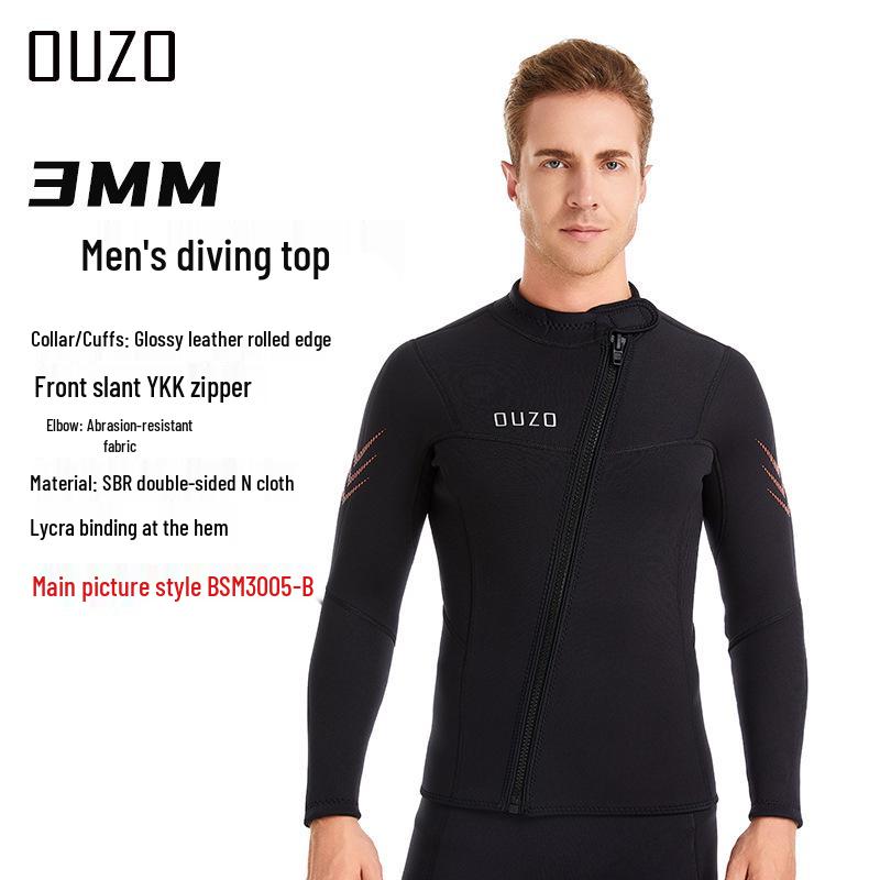 OUZO 3mm Unisex Two-Piece Wetsuit for Diving, Snorkeling, Surfing, and Winter Swimming – Cold Protection and Warmth Top and Pants.