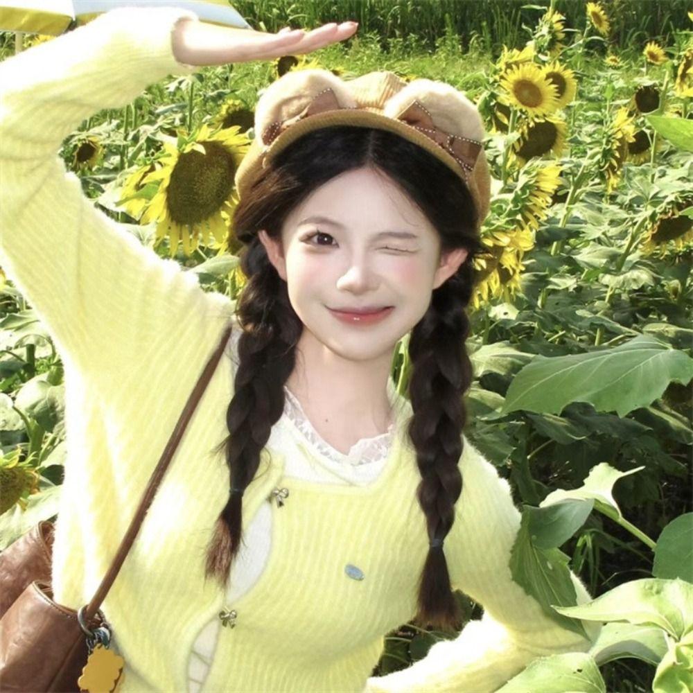 Cute Women Beret Corduroy Painter Hat Retro Octagonal Hats  Female