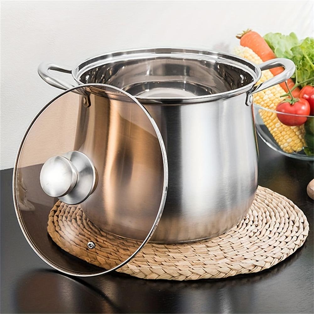 1pc Stock Pot Silver Noodle Pan Outdoor Cooker Induction Hob Pan Cooking Utensil Ramen Hot Pot Cooking Pot Korean Hot Pot Oven P