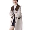 Autumn/Winter 2025 Color Block Wool Coat with Doll Collar