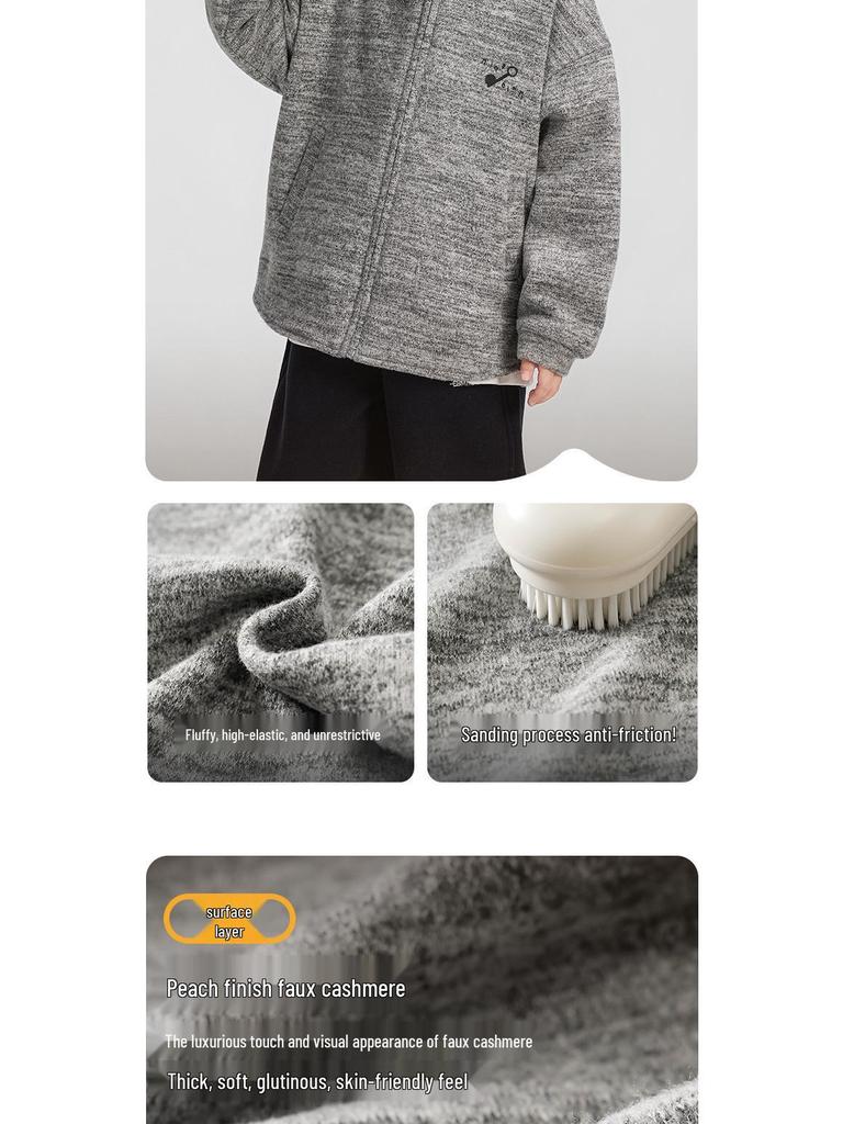 Fairy Tale Memory Boys' Fleece-Lined Hooded Jacket – Warm Winter Style 2025 for Mid-to-Large Children