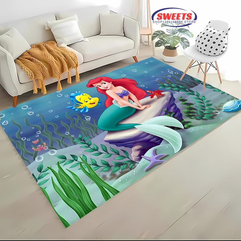 New Shelves! Little Mermaid Ariel Princess Carpet, Living Room Bedroom Office Area Kid's Room of Choice,Non-slip Mat Potdemiel