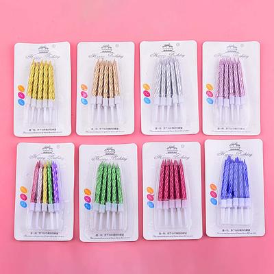 6 Box/Pack Colorful Screw Thread Birthday Candle With Gilded Food Grade Spiral Candle For Cake Baking Birthday Party Decoration Supplies