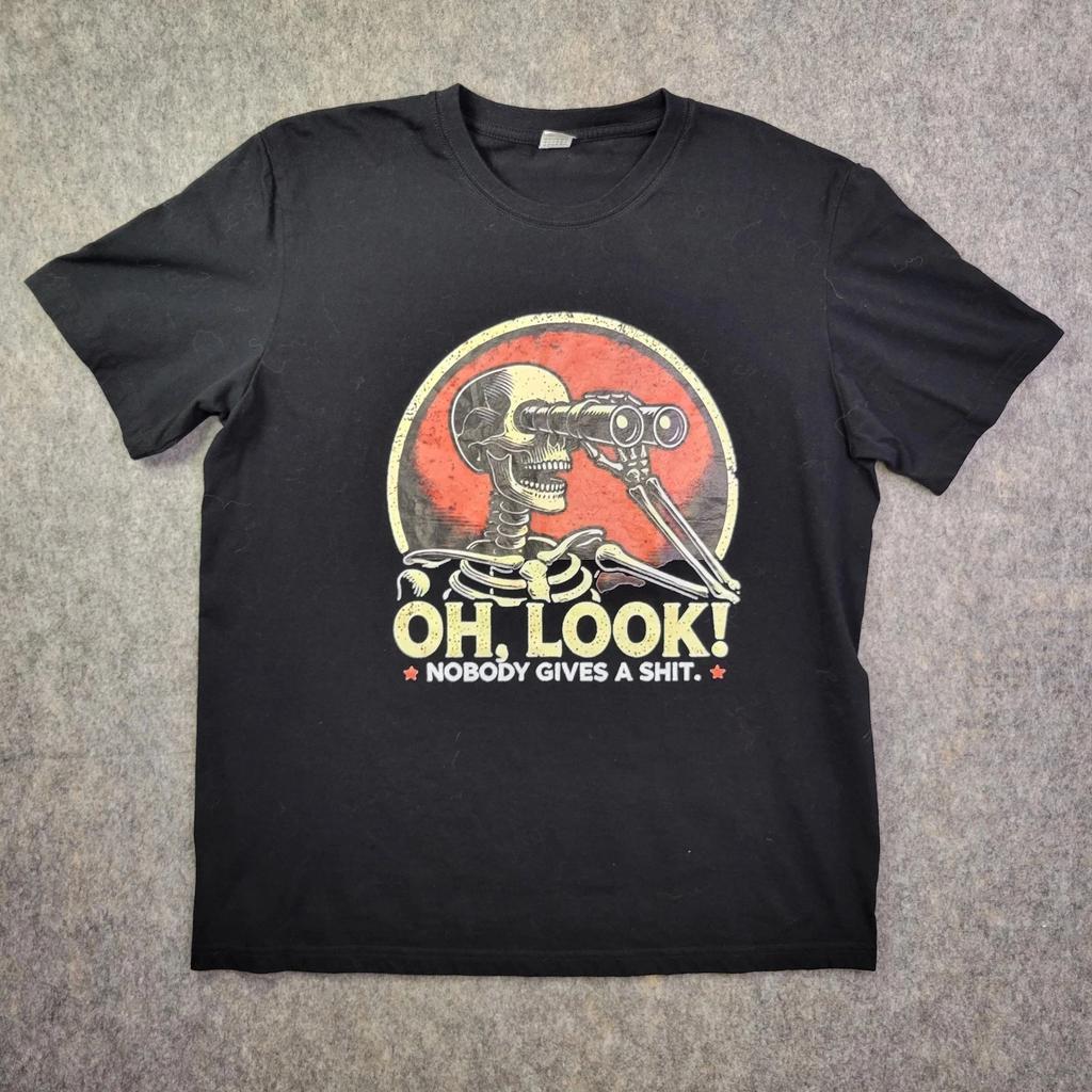 Oh' Schau Mal, Niemand Gibt Schei* drauf T-Shirt Herren Gr. L Schwarzes Skelett Grafik Gen X T-Shirt