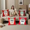 Federa Cuscino Divertente Etichetta Ketchup Tessuto Peluche Morbido Stampa Double Face Copricuscino per Divano Copricuscini