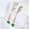Kienl Simple Green Natural Zircon Drop Earring For Women Luxury  Rose Gold Color Long Earring High Quality Daily Jewelry