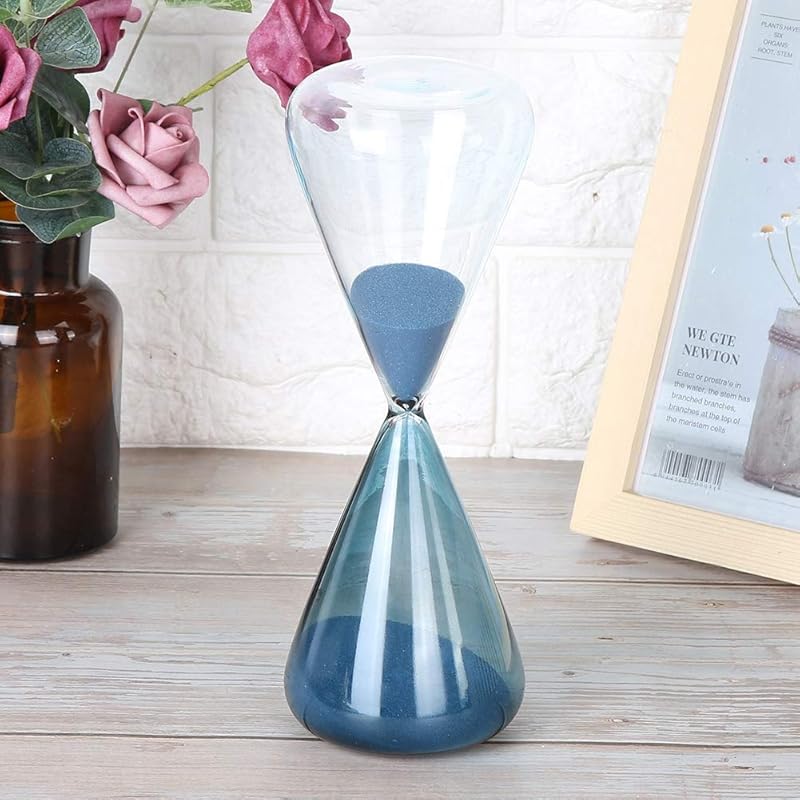 Mumusuki Hourglass Clock Blue Sand Timer, Innovative Cone Shape Unique Sand Clock Timer Glass Birthday Gift Office Kitchen Decor Table Ornament(M) M