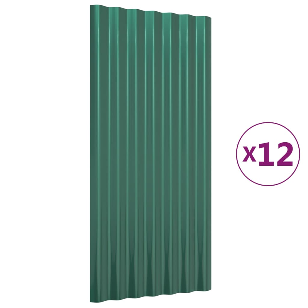 Panouri de acoperiș 12 buc. Oțel Galvanizat Verde 80 x 36 cm
