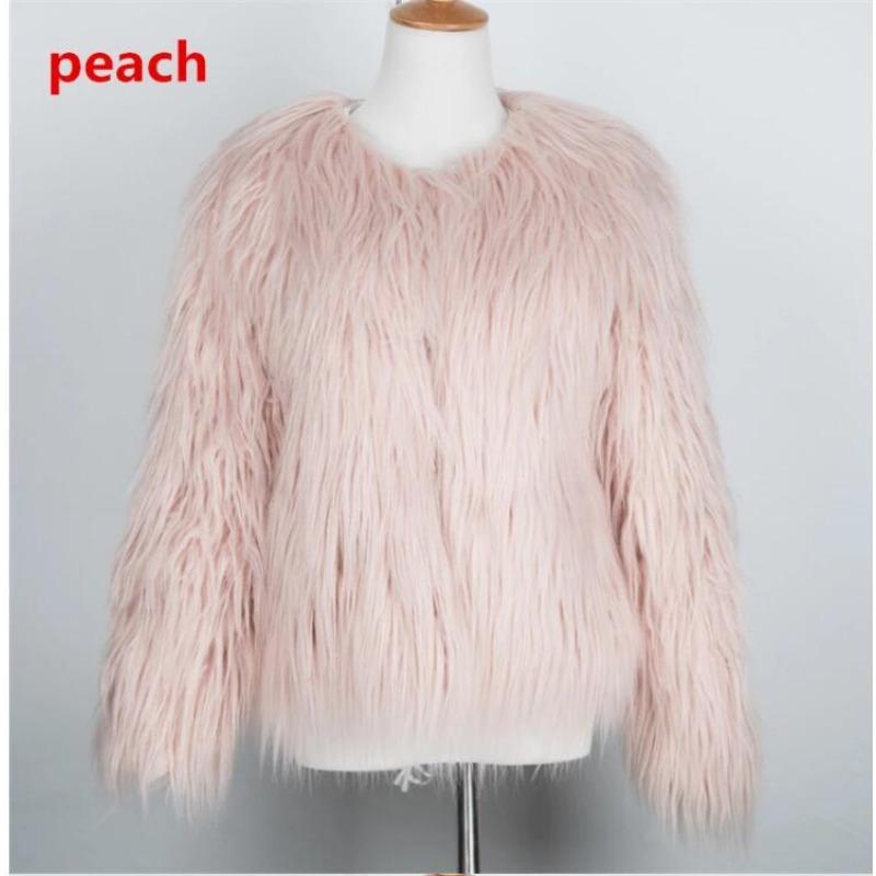 Women's Long Haired Faux Fur Coat White Open Front Jacket Warm Winter Outerwear