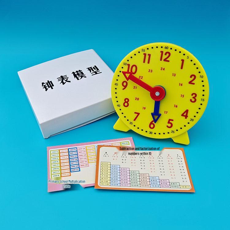 

First and Second Grade Teaching Clock for Time Recognition, with 12/24 Hour Face and Two/Three Hands, Math Learning Tool