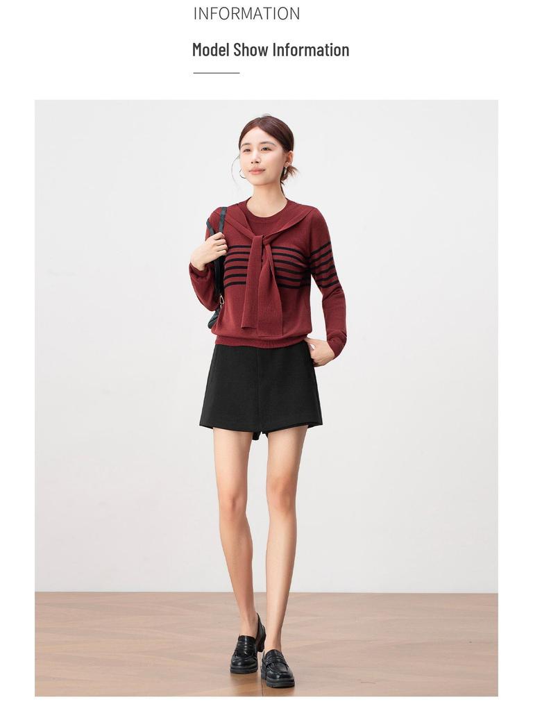 Academy Style Damen High Waist Graue A-Linien Culottes - Schlankmachende Petite Rockshorts für Herbst 2025