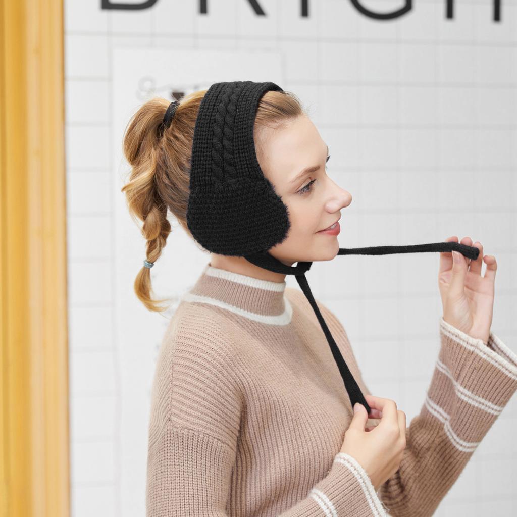 Miękka Elastyczna Zimowa Ciepła Opaska na Uszy z Warkoczem Szydełkowa Opaska na Uszy Dzianinowe Nauszniki dla Dzieci