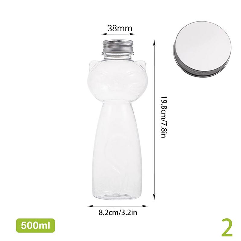 

Kawaii Cat Water Bottles For Milk Tea Coffee Juice Portable Drinking Cup Home Transparent Juicing Beverage Drink Bottle