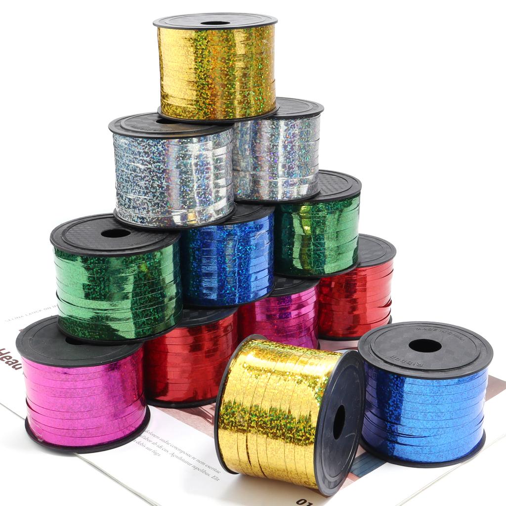 100yards Balloon Ribbons Colorful Plastic Laser Ribbons For Wedding Birthday Party Christmas DIY Crafts Gift Wrapping Decoration