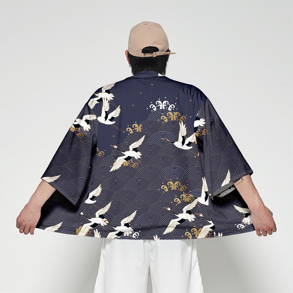 Japanske tradisjonelle kostymer Gutter Jente Mote Kimono Haori Cardigan Jakke Barn Beach Wear Kappe