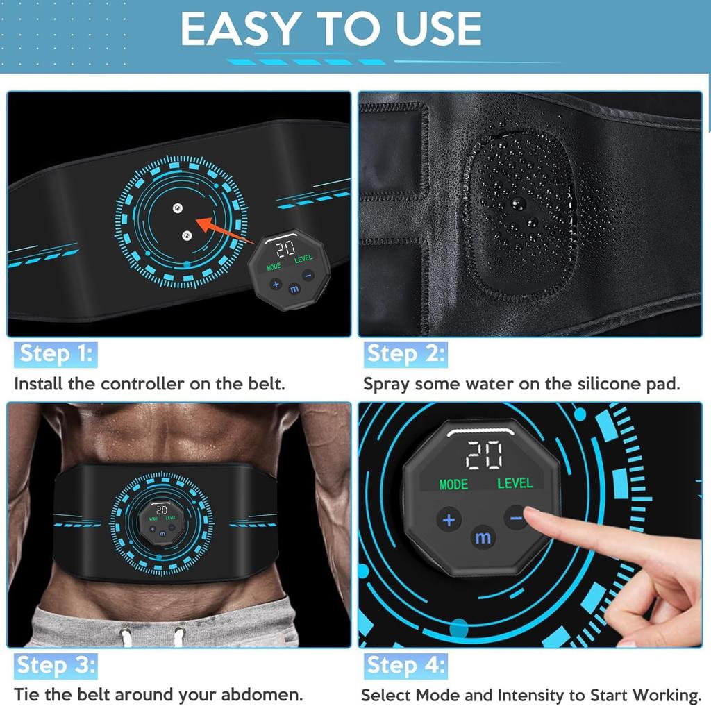 EMS Muscle Stimulator Electric Abdominal Trainer Belt Abs Toner Body Slimming Fitness Training Equipment Lose Weight Burning Fat