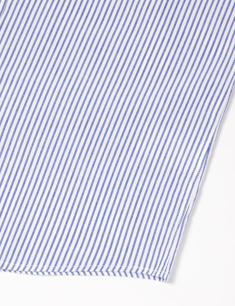 Amazon Essentials Men's Regular Fit Casual Long Sleeve Poplin Shirt, Blue and White, Vertical Stripes, Size L