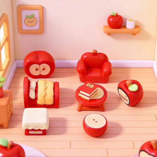 Miniature Dollhouse Furniture Accessories Mini Resin Fruit Theme Sofa Bed Table Bookshelf Statue for Fairy Garden Micro Landscape Home Decor