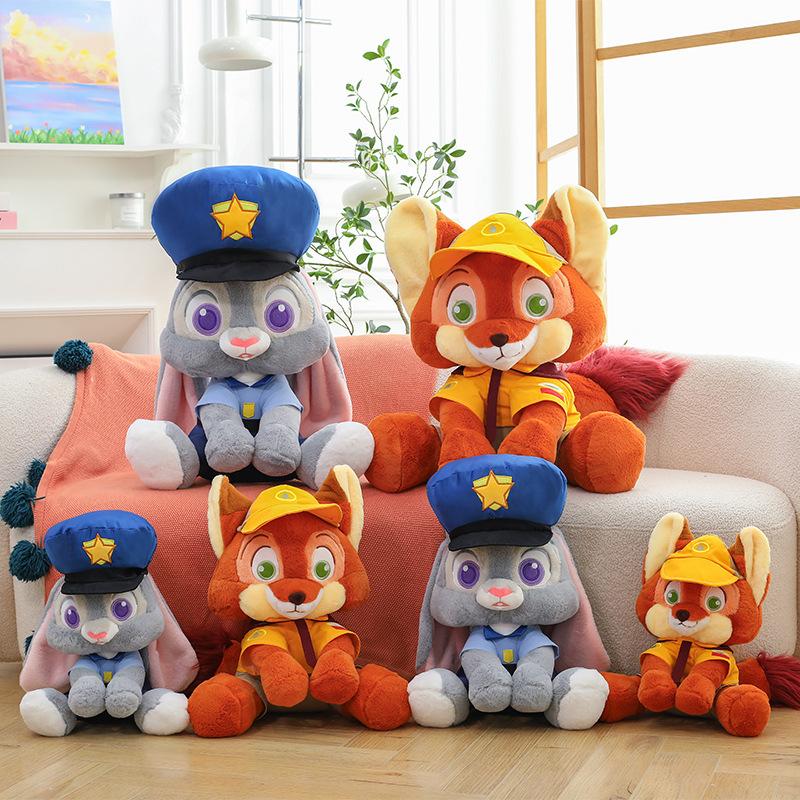 60cm Zootopia Judy Fox Nick Plush Toy Cartoon Character Rabbit Animal Living Room Decoration Children Fans Birth Date Present
